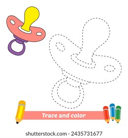 trace and color for kids, pacifier vector