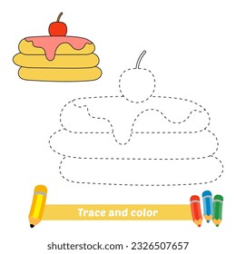 trace and color for kids, pancake vector