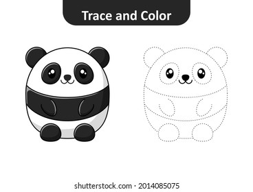 Trace and color for kids, panda vector