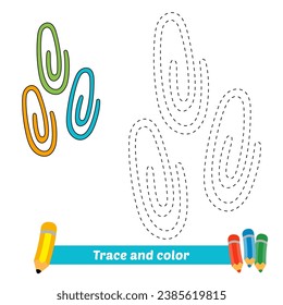 trace and color for kids, paperclip vector
