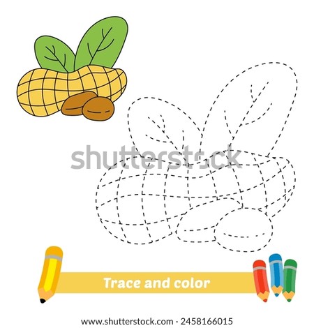 trace and color for kids, peanut vector