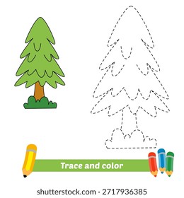 Trazo y color para los niños, Vector del árbol de pino