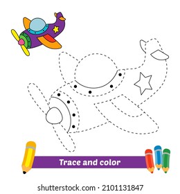 Trace And Color For Kids, Plane Vector