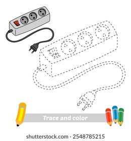 trace and color for kids, power extension cord vector