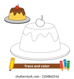 Trace and color for kids, pudding vector