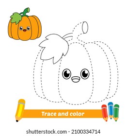 Spur und Farbe für Kinder, Kürbis-Vektorgrafik