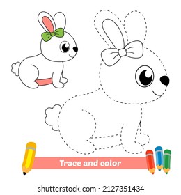 Trace and color for kids, rabbit vector