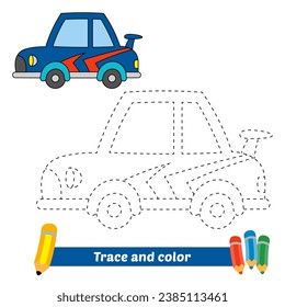 trace and color for kids, race car vector
