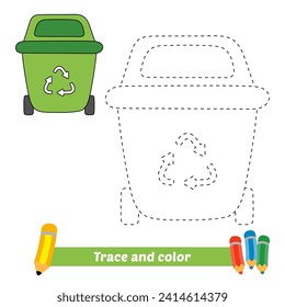 trace and color for kids, recycle bin vector