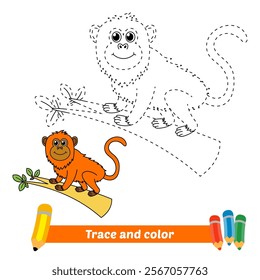 trace and color for kids, red howler monkey vector