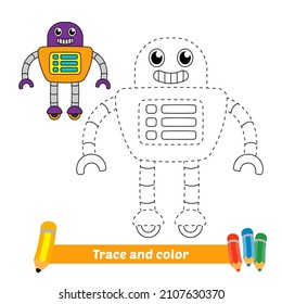 Rastreo y color para niños, vector robot