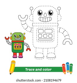 Rastreo y color para niños, vector robot