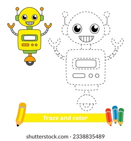 trace and color for kids, robot vector