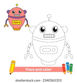 trace and color for kids, robot vector