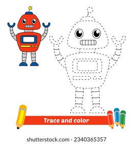 trace and color for kids, robot vector