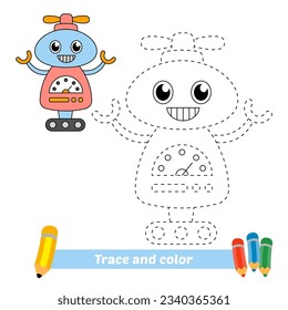 trace and color for kids, robot vector