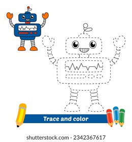 traza y color para niños, vector robot
