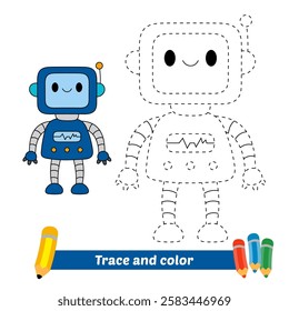 trace and color for kids, robot vector