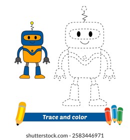trace and color for kids, robot vector