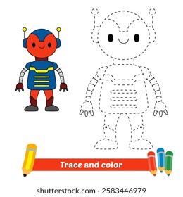trace and color for kids, robot vector