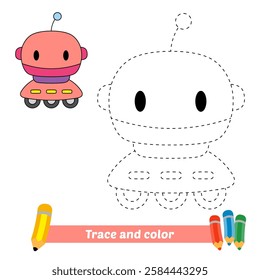 trace and color for kids, robot vector