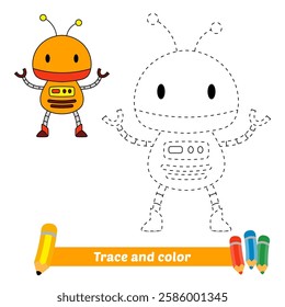 trace and color for kids, robot vector