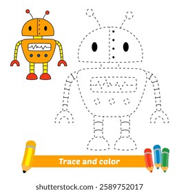 trace and color for kids, robot vector