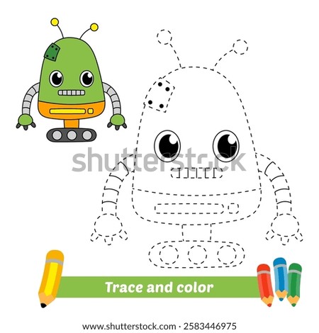 trace and color for kids, robot vector