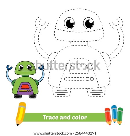 trace and color for kids, robot vector