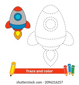 Rastreo y color para niños, vector de cohetes