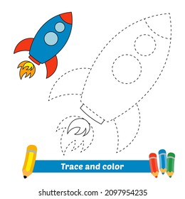 Rastreo y color para niños, vector de cohetes