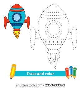 trace and color for kids, rocket vector