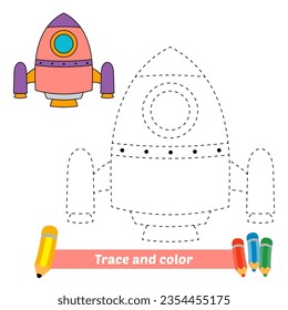 traza y color para los niños, vector de cohetes