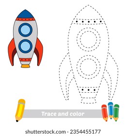 traza y color para los niños, vector de cohetes