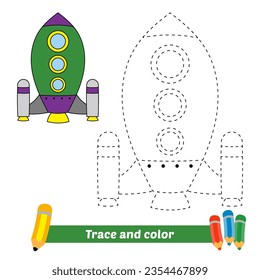 trace and color for kids, rocket vector