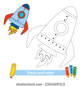 traza y color para los niños, vector de cohetes
