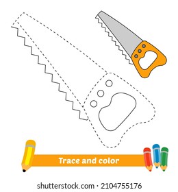 Trace and color for kids, saw vector