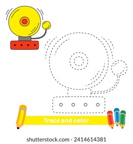 trace and color for kids, school bell vector