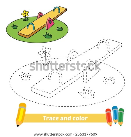 trace and color for kids, seesaw vector