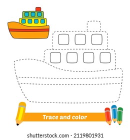 Trace   color for kids  ship vector
