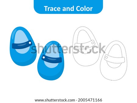 Trace and color for kids, shoes vector