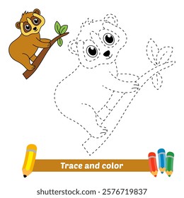 trace and color for kids, slow loris vector