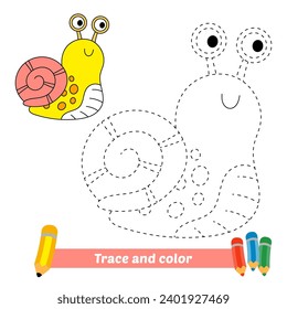 trace and color for kids, snail vector