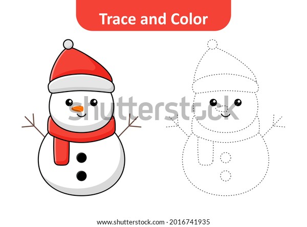 Trace and color for\
kids, snowman vector