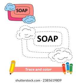 trace and color for kids, soap vector