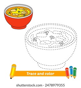 trace and color for kids, soup vector