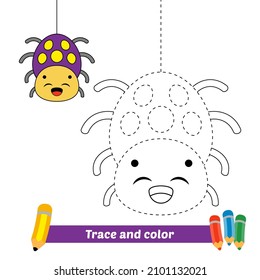 Rastreo y color para niños, vector de araña