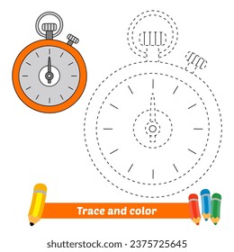 trace and color for kids, stopwatch vector