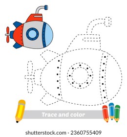 trace and color for kids, submarine vector