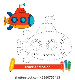 traza y color para niños, vector submarino